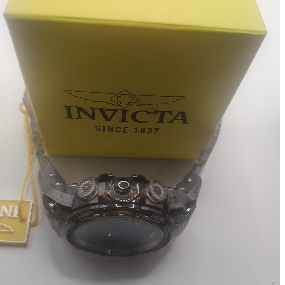 Invicta Racing 45043‎ Digital Chronograph Watch Smoke Translucent 10ATM NEW